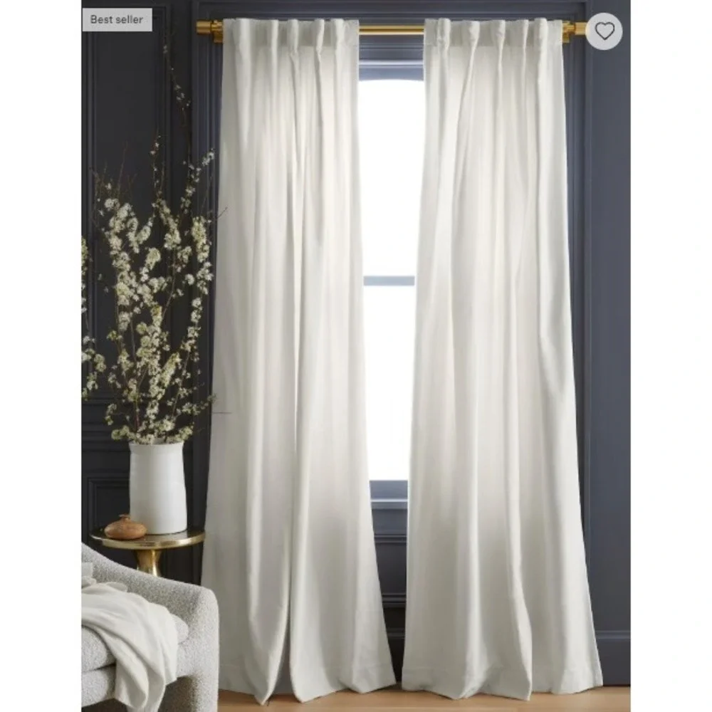 NWOT QUINCE Ivory Cotton Velvet Light Filtering Curtain Panel 48X96 MSRP‎ $90